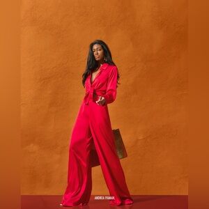 ANDREA IYAMAH Ruby Red Ara Pants